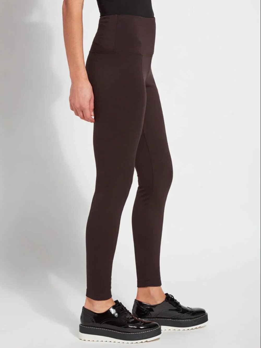 NEW Lysse Lyssentials Center Seam Ponte Leggings Size L Dark Espresso Brown $98